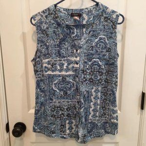 *3 for $15* Sleeveless Blue Pattern Tank Top